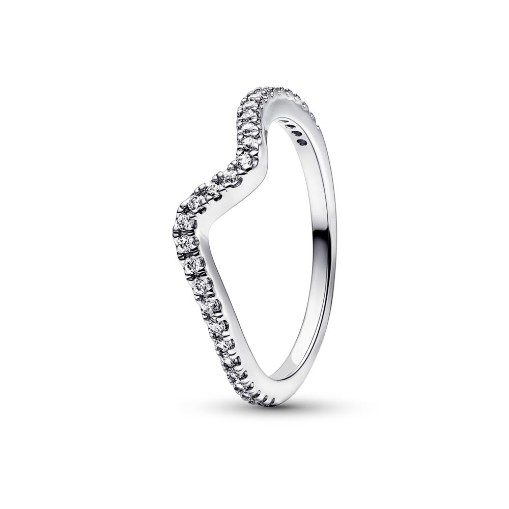 Wave sterling silver ring with clear cubic zirconia | PANDORA