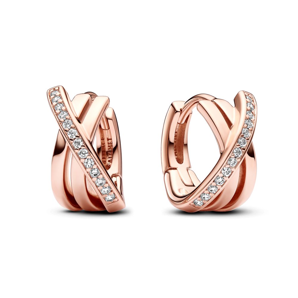 【HYERES LOR】25SS★ Nova 10K Pave Petit One Touch Earrings Pandora Timeless Pavé Single-row Hoop Earrings
