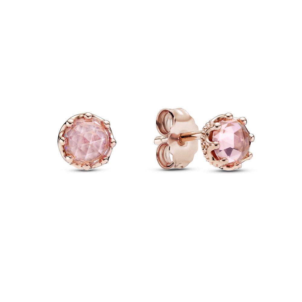 Pink Sparkling Crown Stud Earrings PANDORA