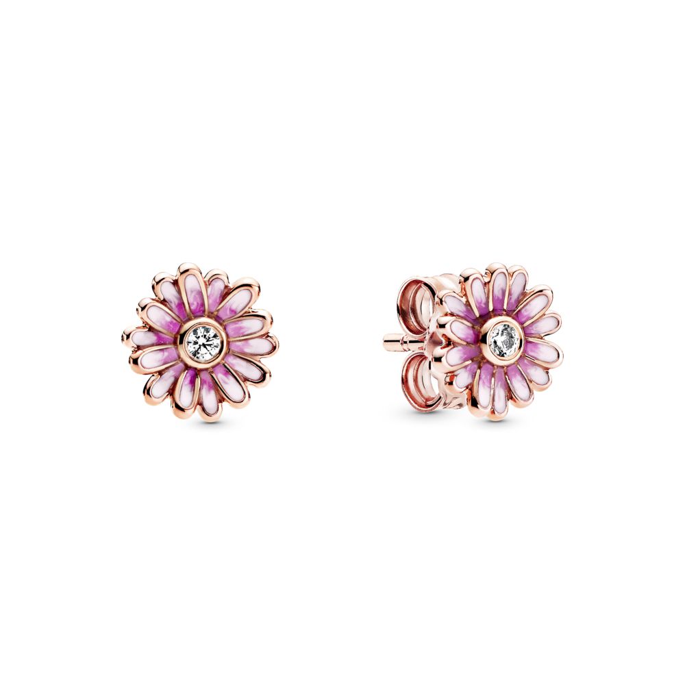 Pink Daisy Flower Stud Earrings | PANDORA