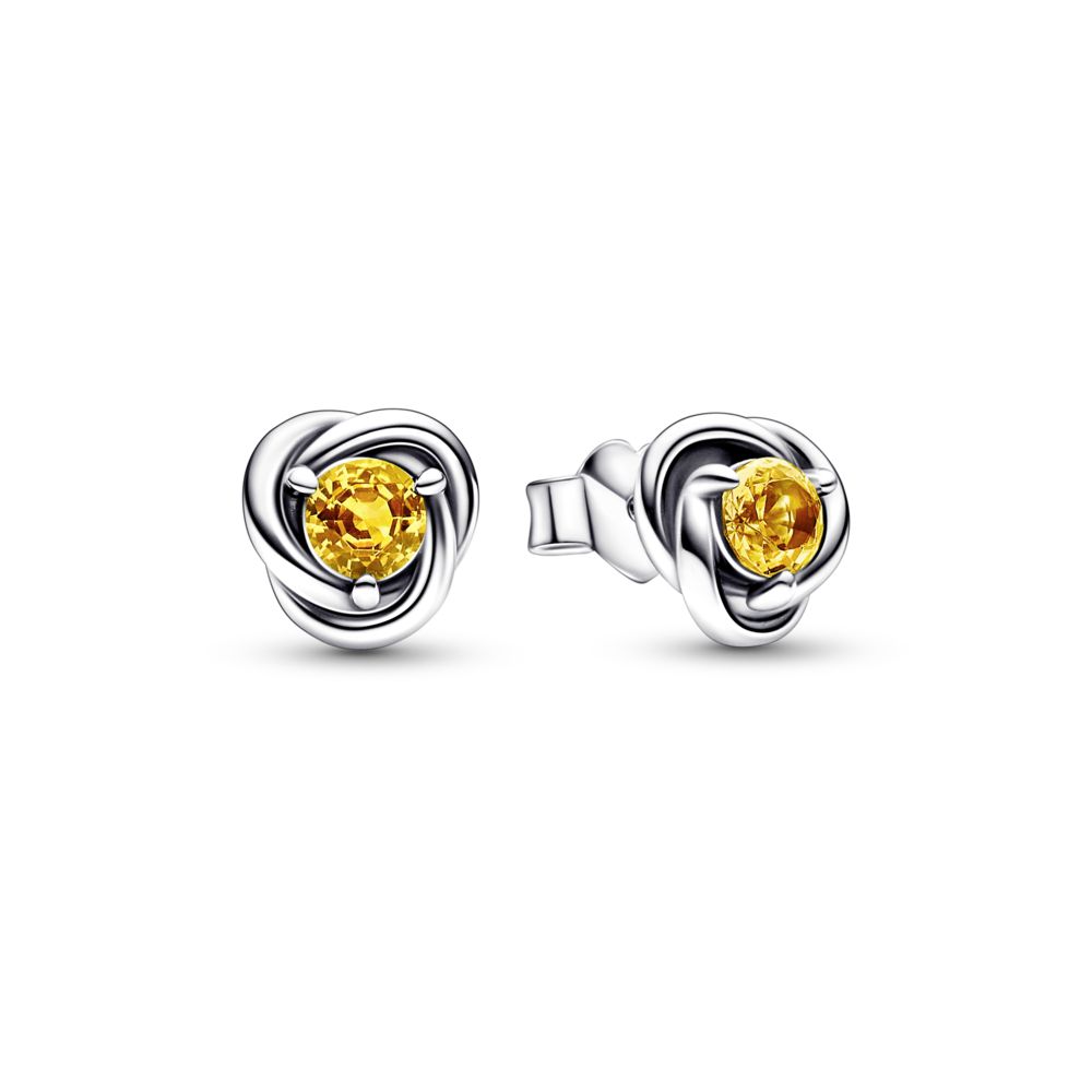 Sterling silver stud earrings with honey coloured crystal