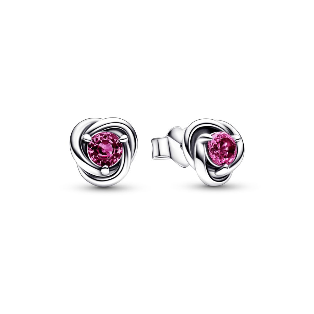 Sterling silver stud earrings with phlox pink crystal | PANDORA