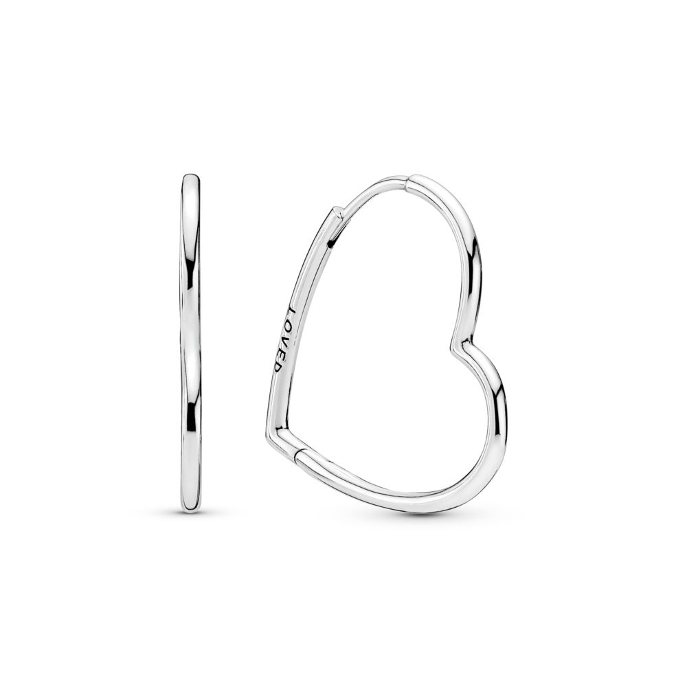 Pandora Alluring Hearts Silver Hoop Earrings 297290CZ