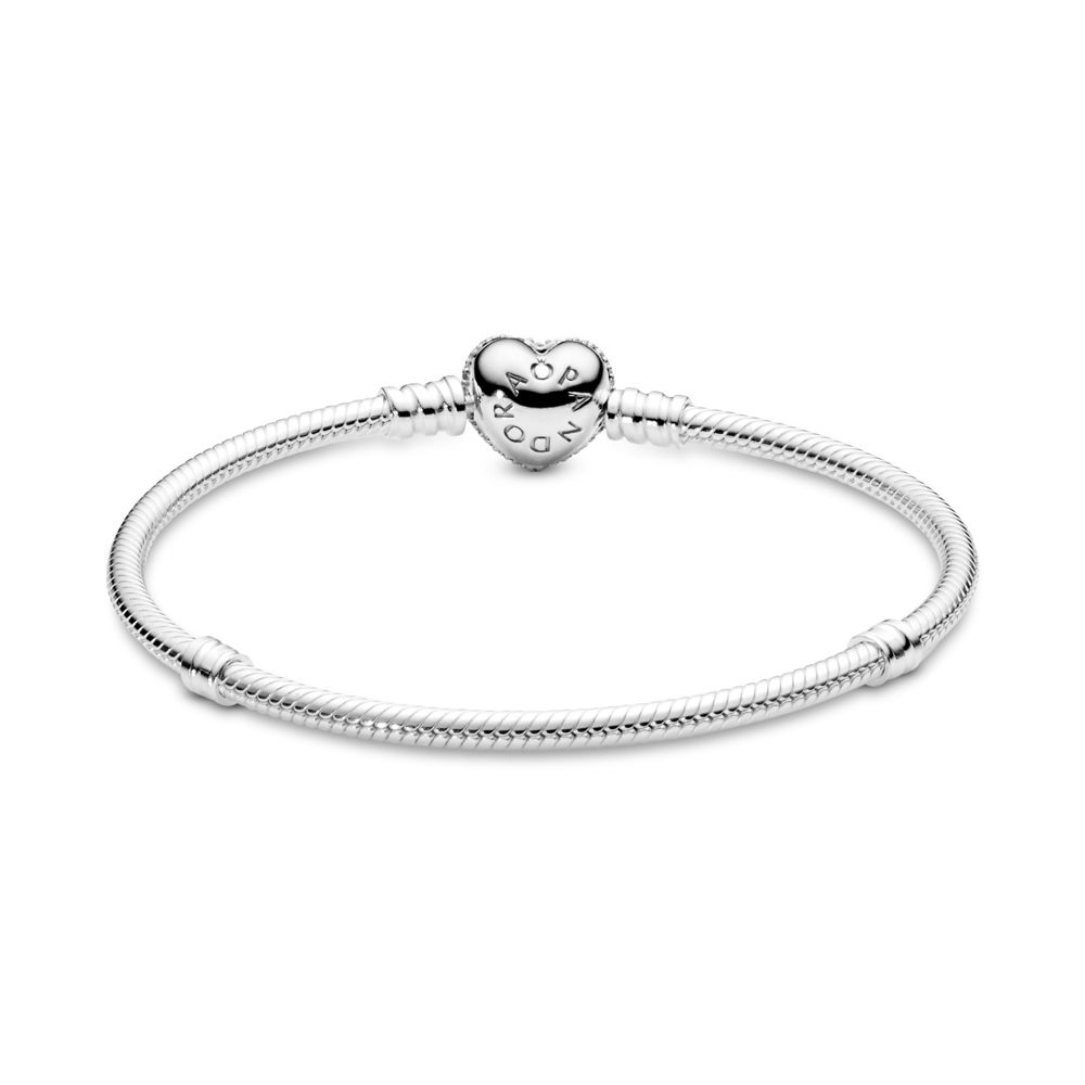 Moments Sparkling Heart & Snake Chain Bracelet | PANDORA