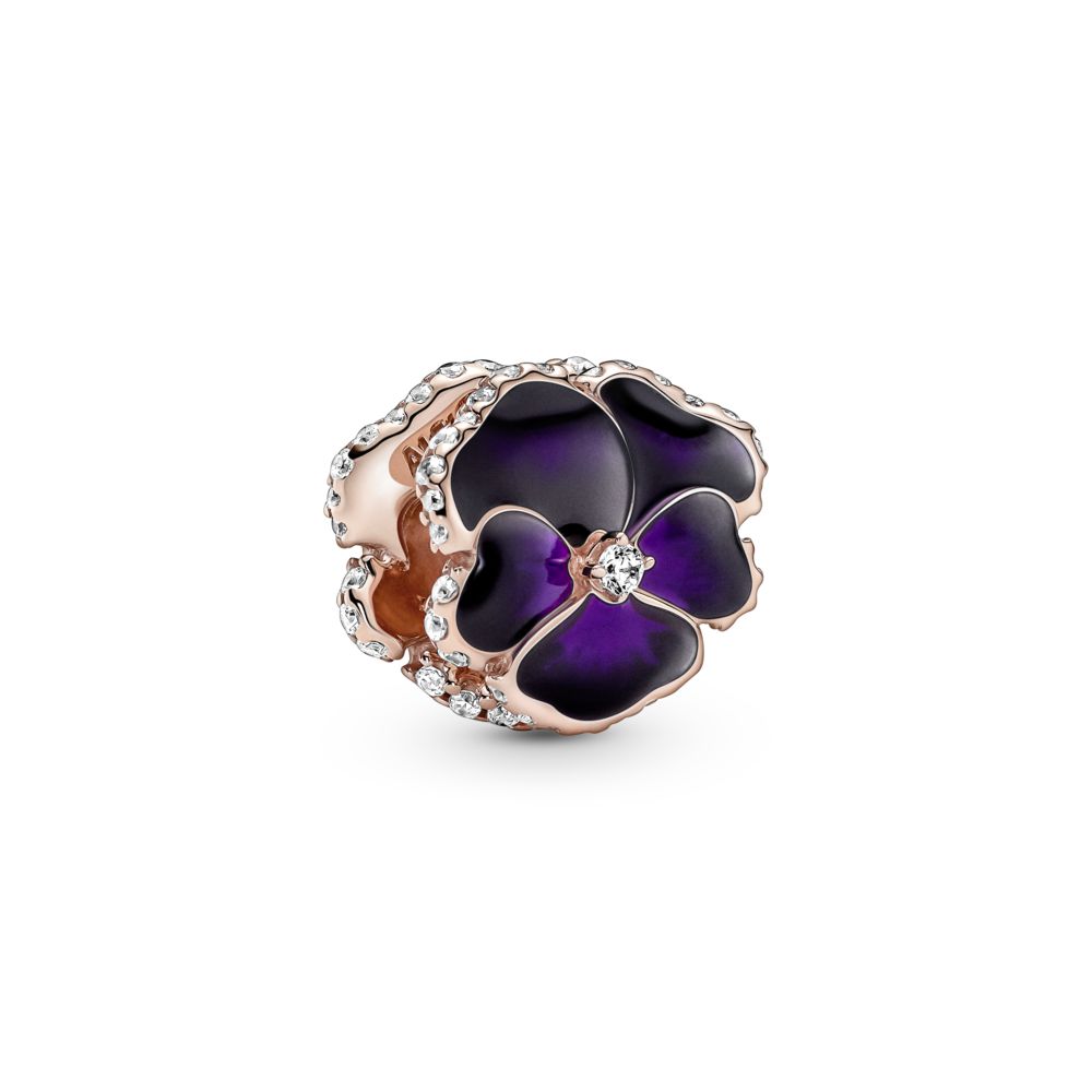 Deep Purple Pansy Flower Charm PANDORA