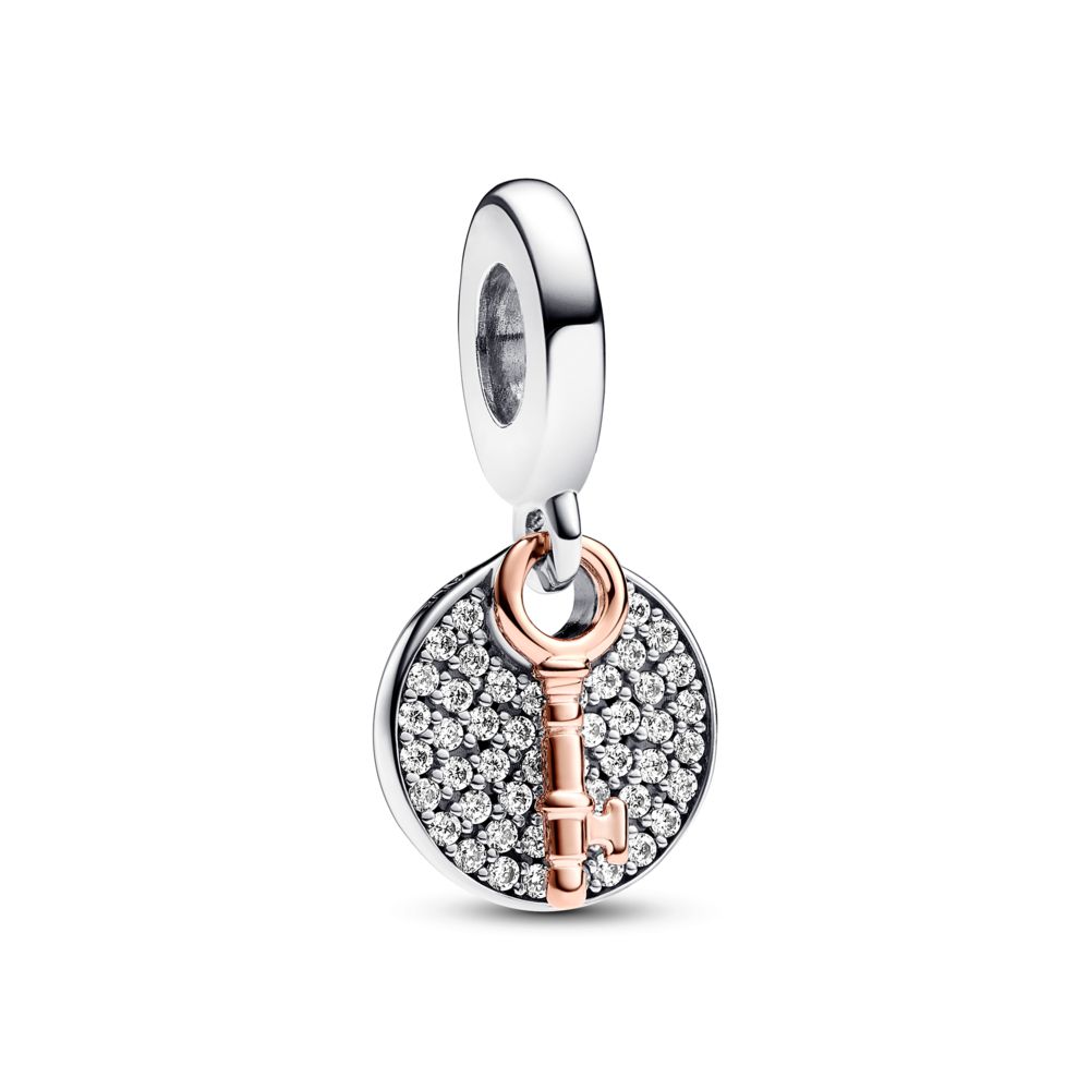 Two-tone Key to Happiness Double Dangle Charm | PANDORA