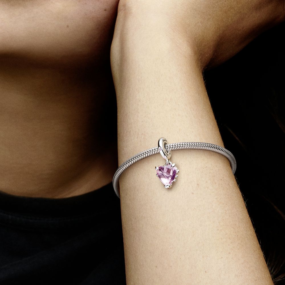Pink Family Tree Heart Dangle Charm PANDORA
