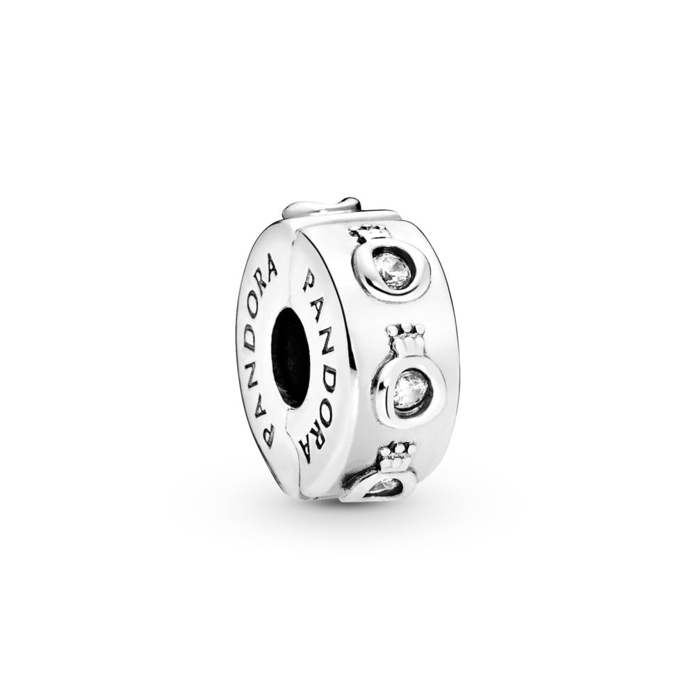 【2個】Clear Sparkling Row Clip スペーサー クリップ Sparkling Crown O Clip Charm | PANDORA