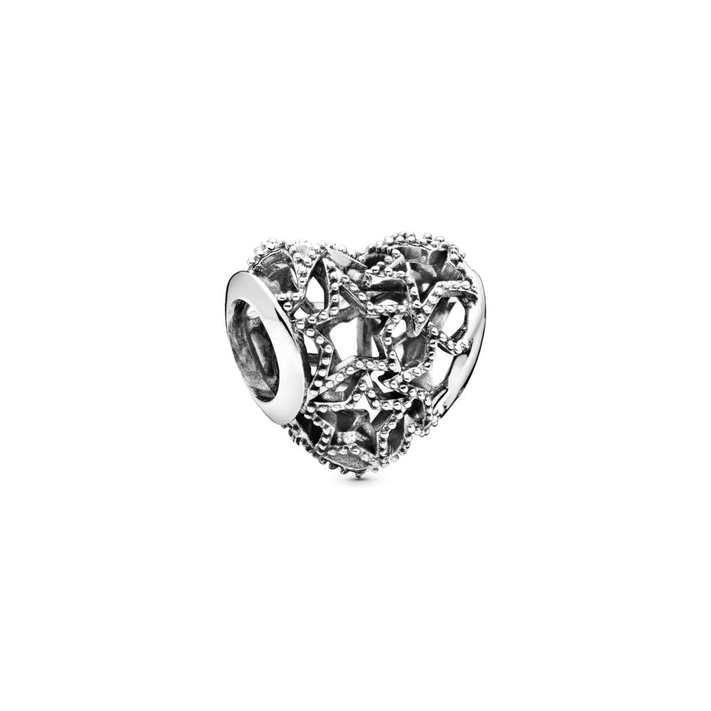 Openwork Heart & Beaded Stars Charm | PANDORA