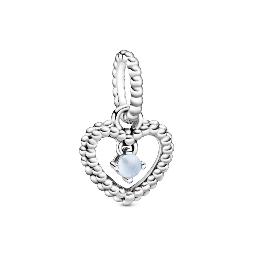 Sky Blue Beaded Heart Dangle Charm | PANDORA