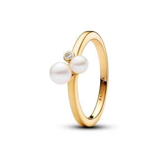 Duo Treated Freshwater Cultured Pearls Ring 