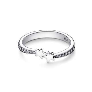 Stars sterling silver ring with clear cubic zirconia 