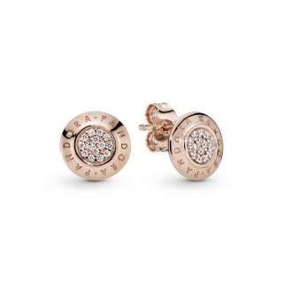 Sparkling Pandora Logo Stud Earrings