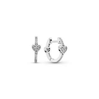 Pave Heart Hoop Earrings PANDORA