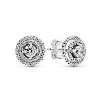 Sparkling Double Halo Stud Earrings 