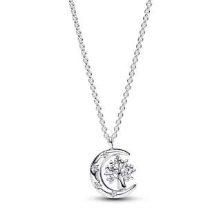 Moon & Spinning Tree Pendant Necklace 