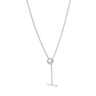 Pavé Circle Logo T-bar Heart Necklace 