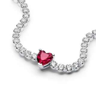 Red Sparkling Heart Tennis Bracelet