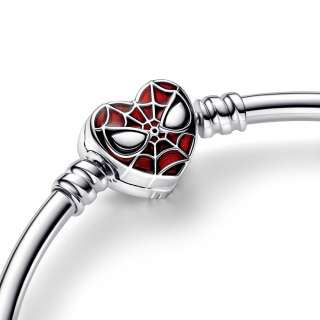Marvel Spider-Man sterling silver bangle with black and transparent red enamel
