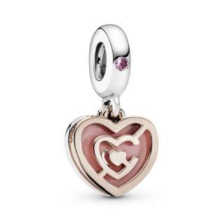 Pink Heart Labyrinth Dangle Charm