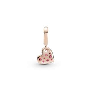 Red Pavé Tilted Heart Dangle Charm