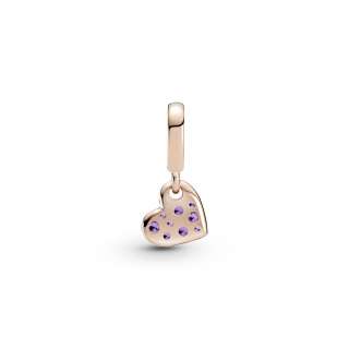 Royal Purple Pavé Tilted Heart Dangle Charm