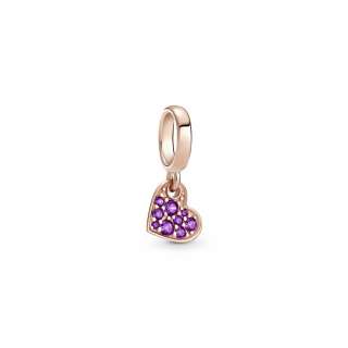 Royal Purple Pave Tilted Heart Dangle Charm PANDORA