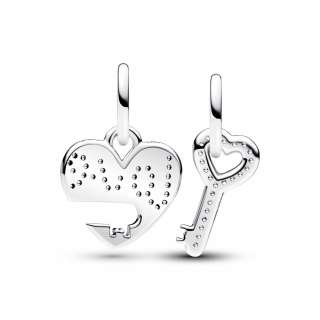 Splittable Heart & Key Dangle Charm 