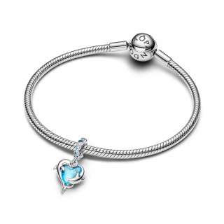 Blue Murano Glass Dolphins Dangle Charm