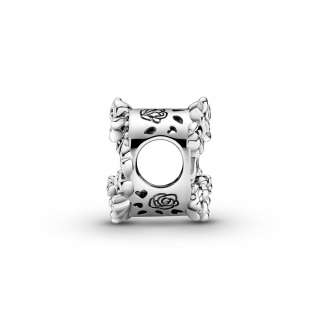 Open Heart & Rose Flowers Charm