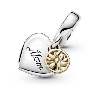 Two-tone Family Tree & Heart Dangle Charm