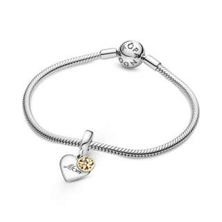 Two-tone Family Tree & Heart Dangle Charm