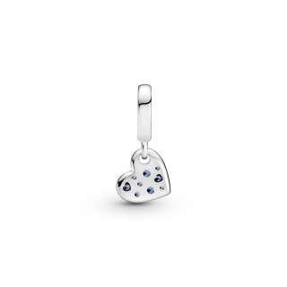 Stellar Blue Pavé Tilted Heart Dangle Charm