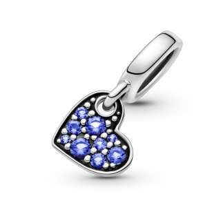 Stellar Blue Pavé Tilted Heart Dangle Charm