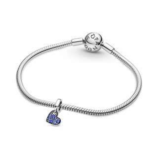 Stellar Blue Pavé Tilted Heart Dangle Charm