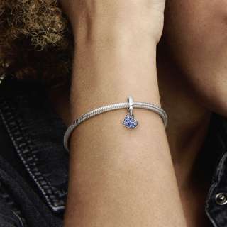 Stellar Blue Pavé Tilted Heart Dangle Charm