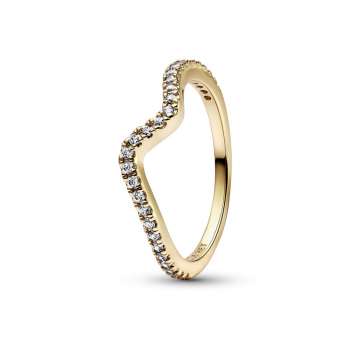 Wave 14k gold-plated ring with clear cubic zirconia 