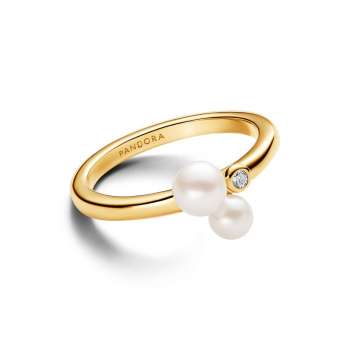 Duo Treated Freshwater Cultured Pearls Ring 