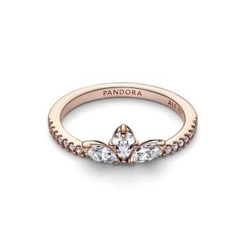 Herbarium cluster 14k rose gold-plated ring with clear cubic zirconia 