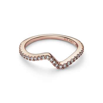 Wave 14k rose gold-plated ring with clear cubic zirconia 