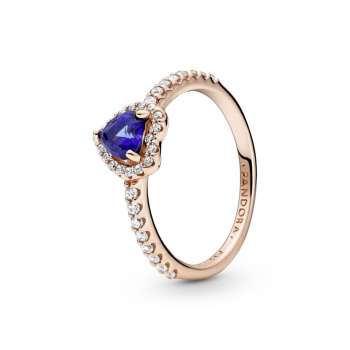 Sparkling Blue Elevated Heart Ring 