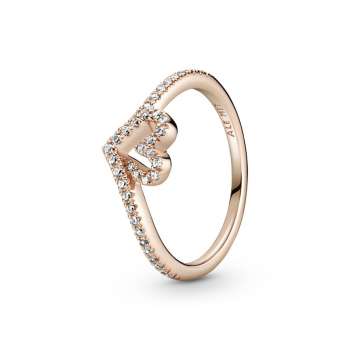 Sparkling Wishbone Heart Ring 