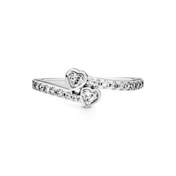 Two Sparkling Hearts Ring 