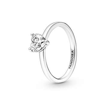 Sparkling Heart Solitaire Ring 