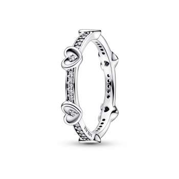 Hearts sterling silver ring with clear cubic zirconia 