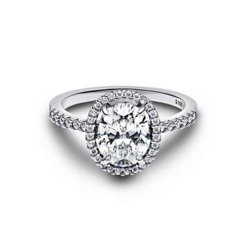Овален сјаен прстен Oval Sparkling Halo Statement 