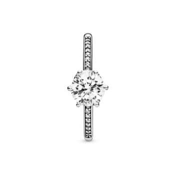 Clear Sparkling Crown Solitaire Ring 