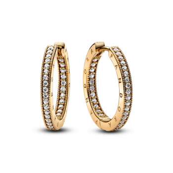 Pandora Signature Logo & Pavé Hoop Earrings 