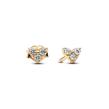 Triple Stone Heart Stud Earrings 