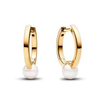 Treated Freshwater Cultured Pearl Hoop Earrings 